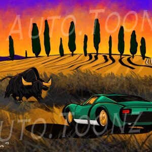 Lamborghini Miura digital art Jesus R. Garcia