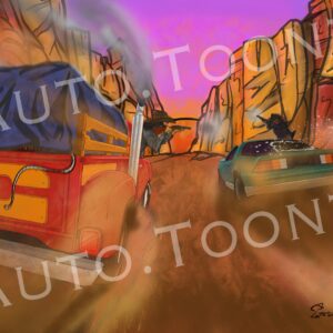 Dodge Lil Red Express Chevy Camaro Old West digital art by Jesus R. Garcia